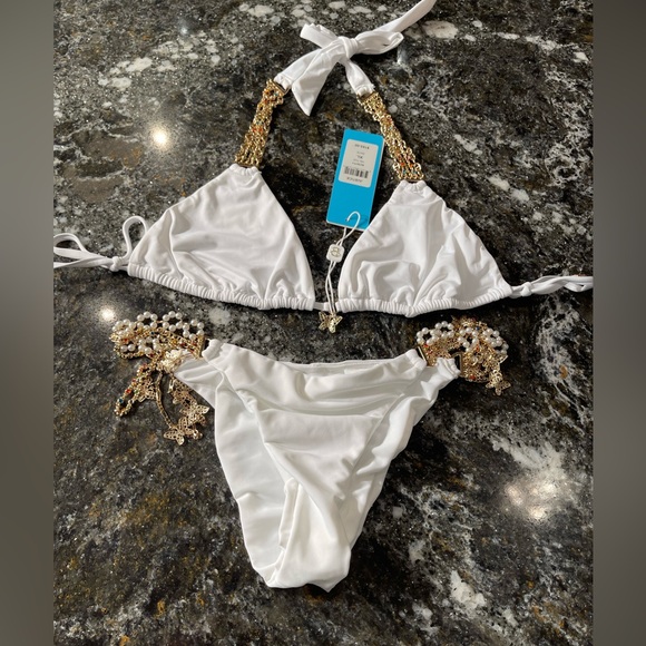 NWT beach bunny triangle bikini XL top/S skimpy bottoms, Bridal set - Picture 2 of 16